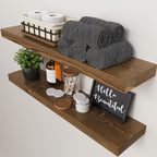 Solid Wood Floating Shelves for Wall 36 Inches Long, Walnut Wooden Shelf