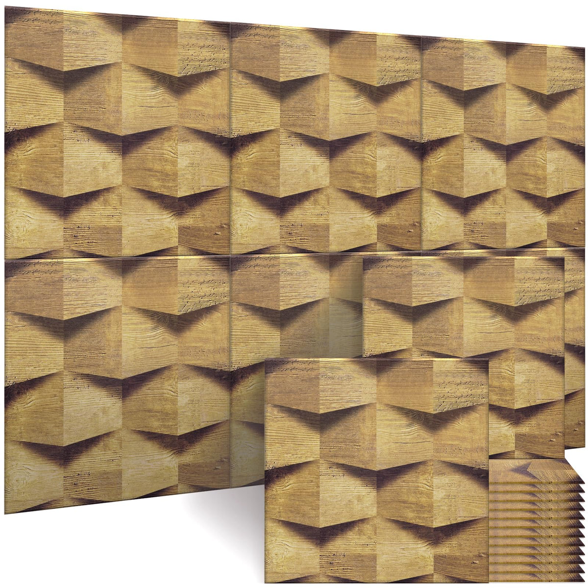 BUBOS 6-Pack Acoustic Panels, Wood Grain Sound Absorbing Panels, 23.6x23.6