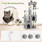 Globlazer Heavy Duty Cat Trees for Big Cats Maine Coon, F61, Light Grey