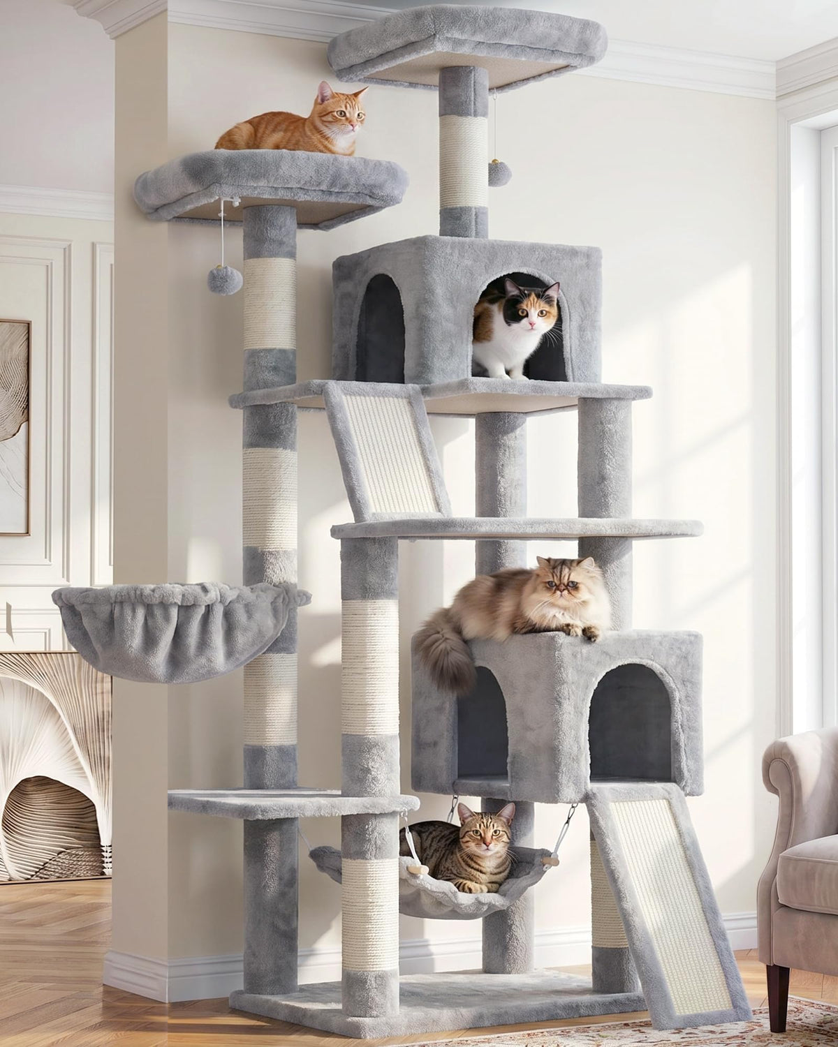 Gitelsnour Cat Tree, 71'' Tower for Large Cat with Scratching Post, GCT032G