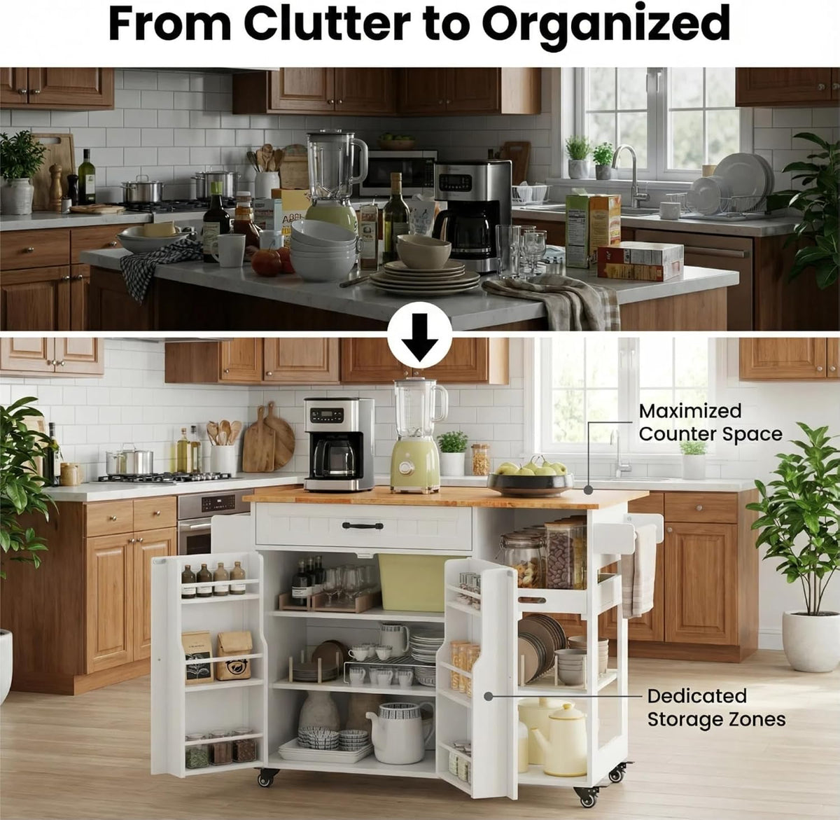 Gizoon Update 41.7" W Kitchen Island, Kitchen Island with Storage