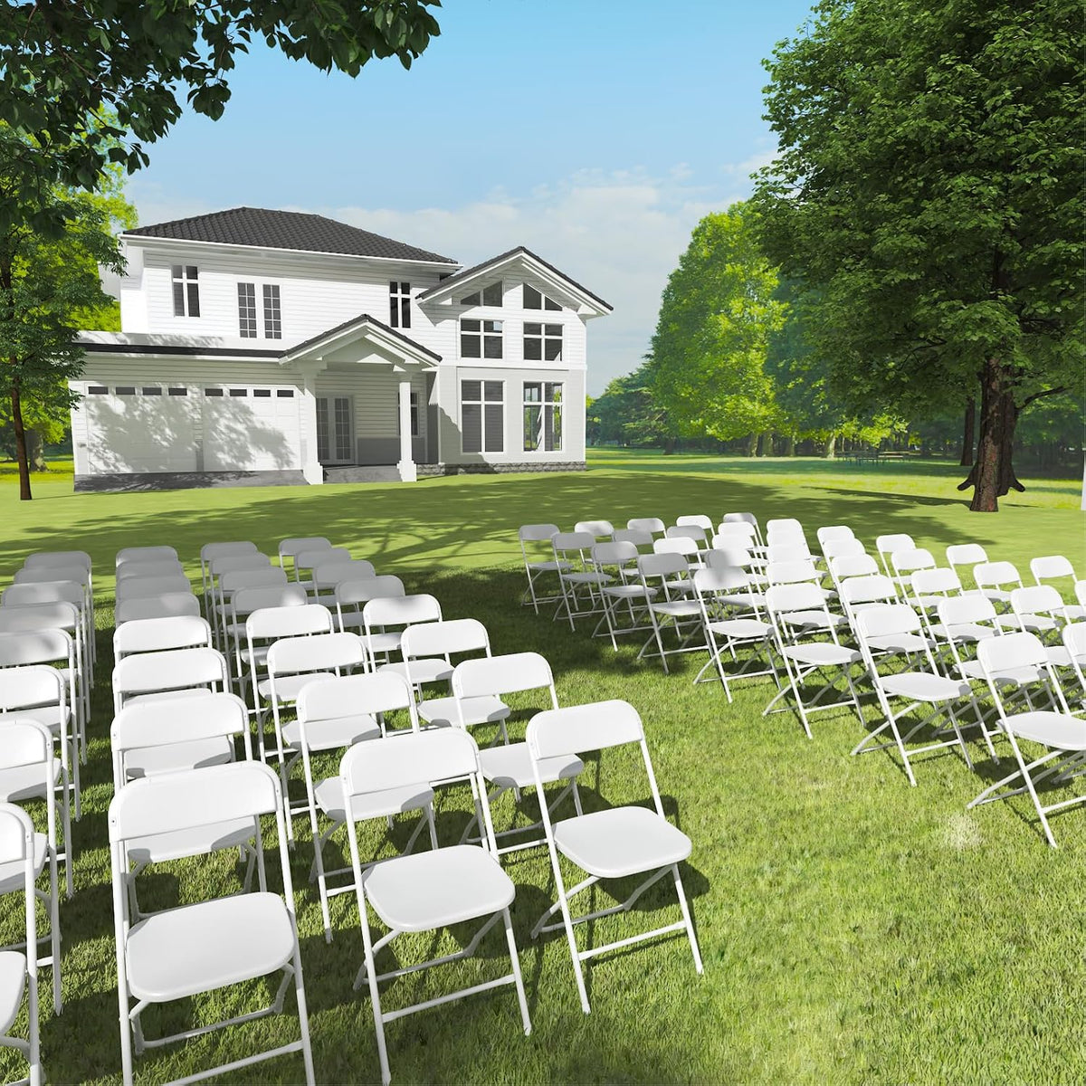 10 Pack White Folding Chairs for School Events Wedding Party Picnic