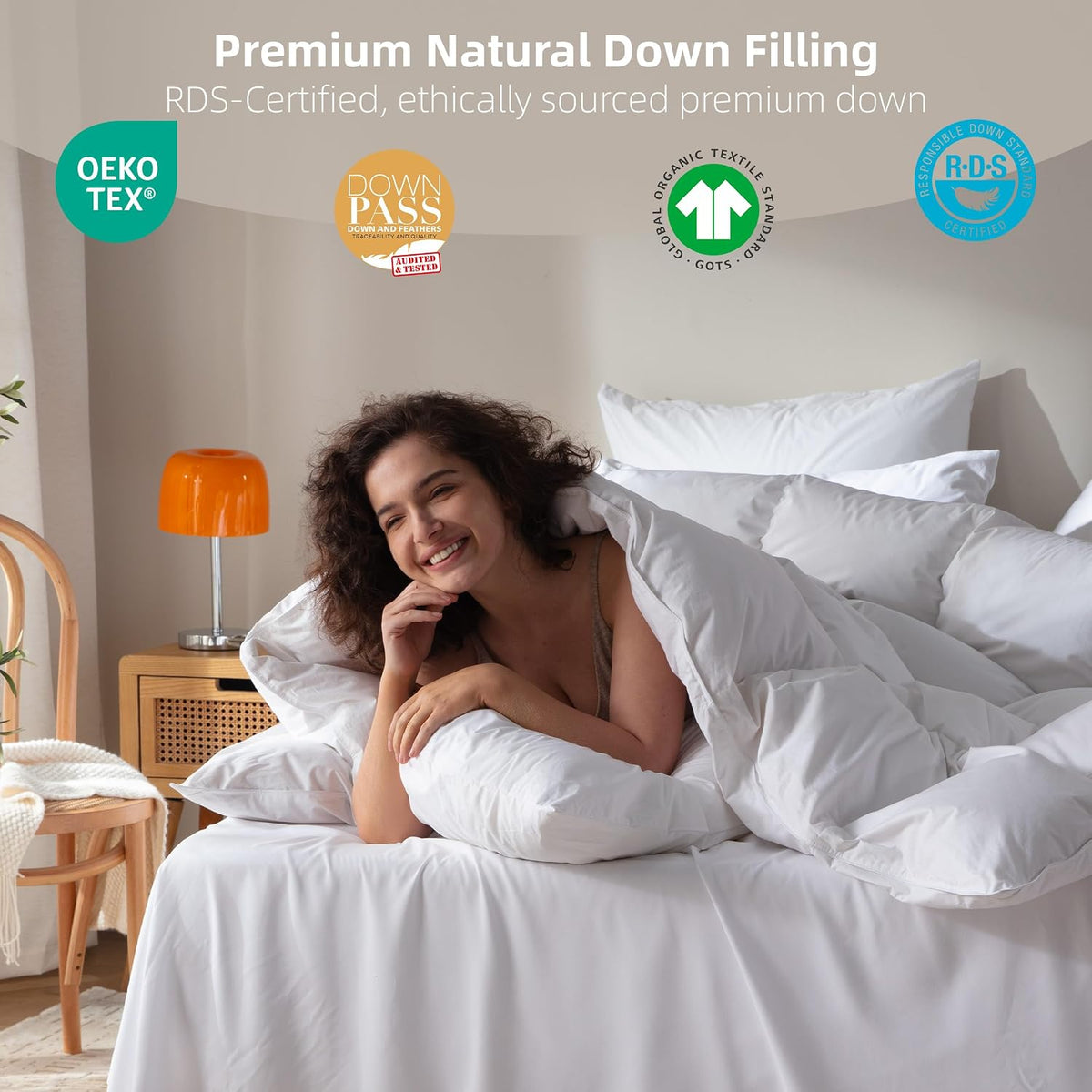 Goose Feather Down Comforter Queen,100% Organic Cotton Duvet Insert