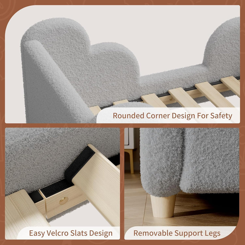 DoCred Toddler Bed, Upholstered Toddler Bed for Girls&Boys