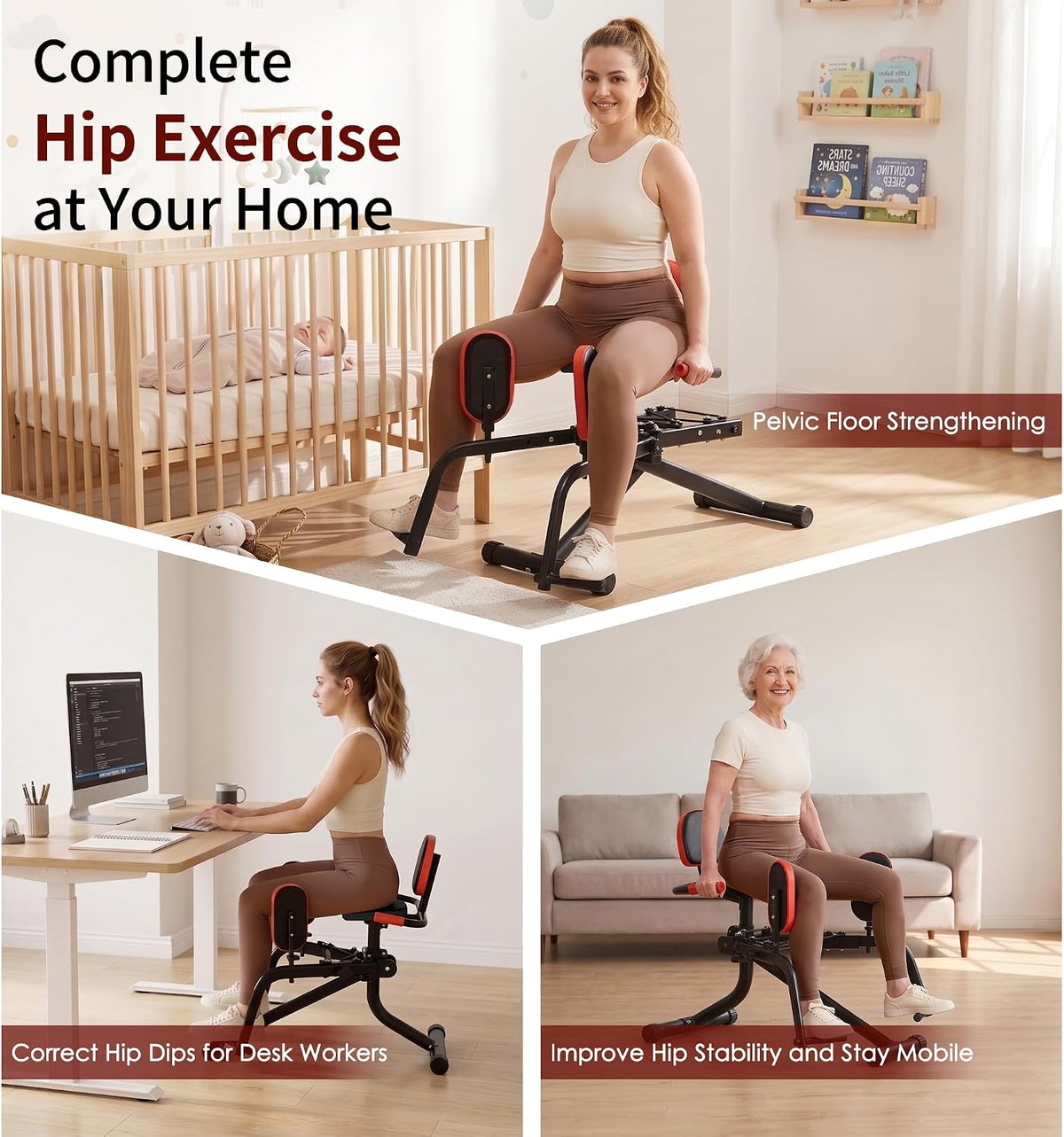 soges Hip Abductor/Adduction Machine for Home Gym, Glute & Thighse