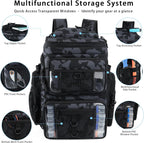 Fishing Tackle Backpack,55L Large Tackle Bag with 4 Rod Holders,Camouflage