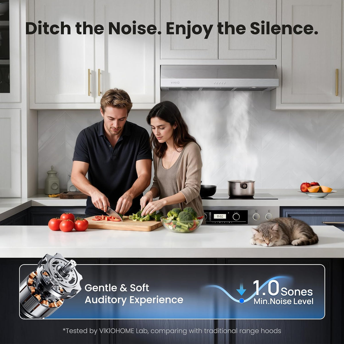 VIKIO HOME Under Cabinet Range Hood 30 Inch, 1200 CFM Dual-Motor Kitchen Vent with LED Lights, Button Control, Ducted Vent Hood, Reusable 5-Layer Aluminum Filters, Stainless Steel