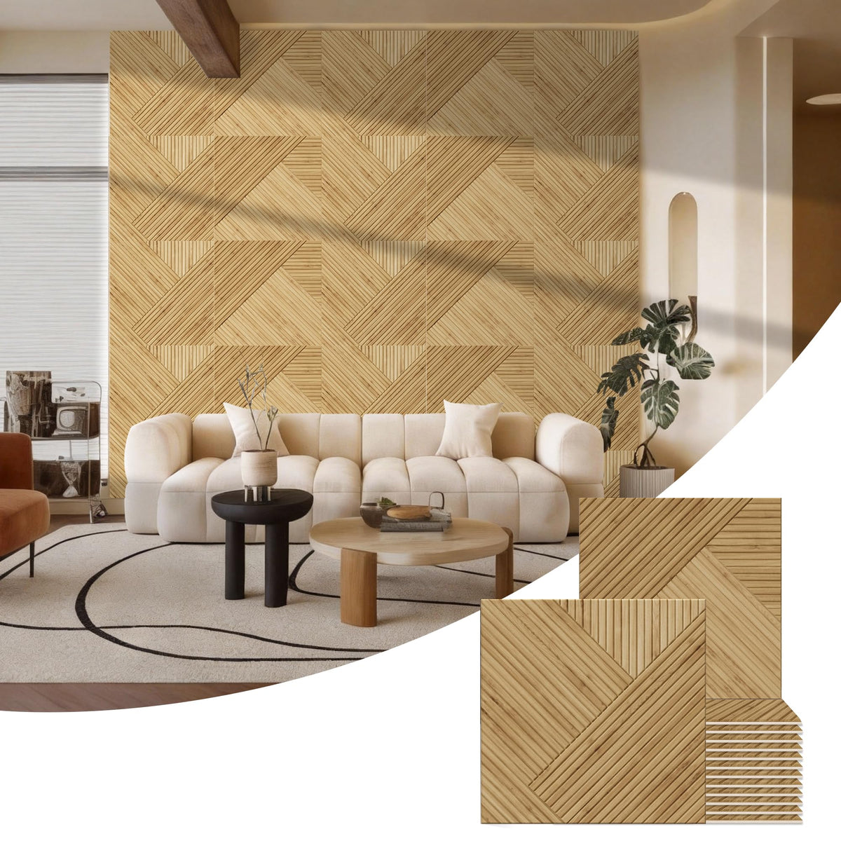 BUBOS 6-Pack Acoustic Panels, Wood Grain Sound Absorbing Panels, 23.6x23.6