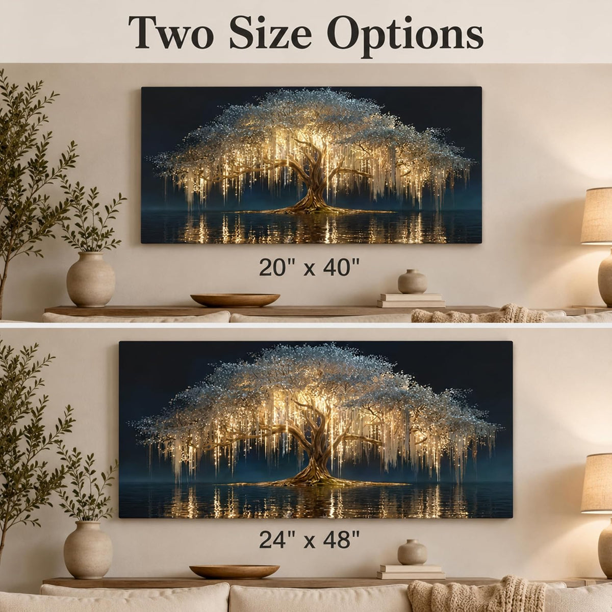 MBFKVFE Large Tree of Life Canvas Wall Art, 24x48 Inch