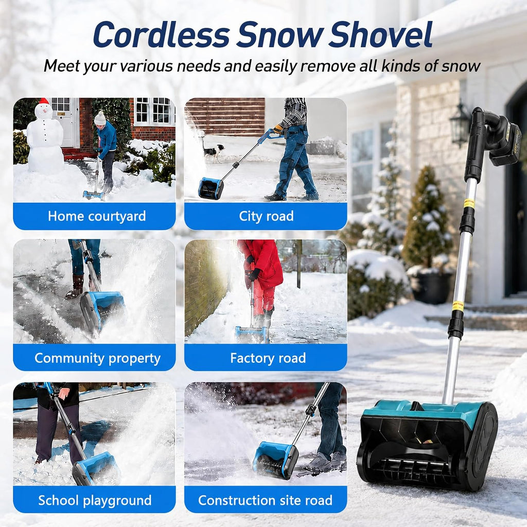 Battery Powered Snow Shovel Portable Snow Blower 3.0AH-Blue