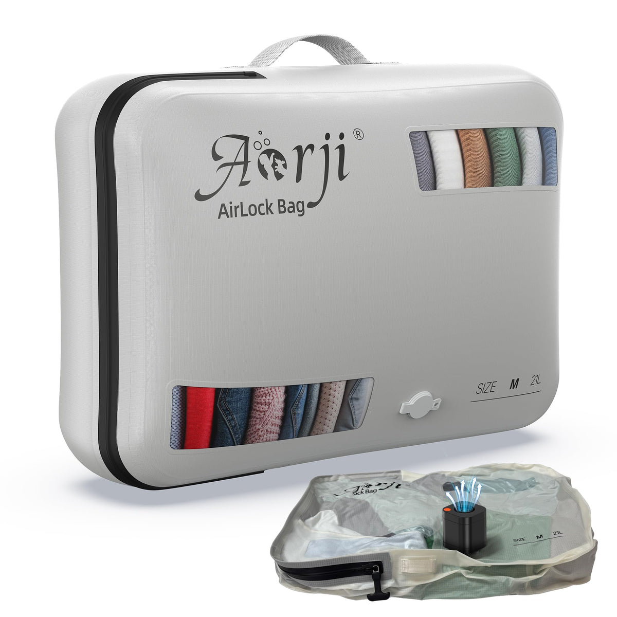 Travel Vacuum Bags w/Pump, 21L Vacuum Seal Bags for Travel
