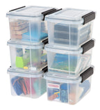 IRIS USA 6-Pack 19 Qt Storage Bins with Gasket Lids, Clear/Black