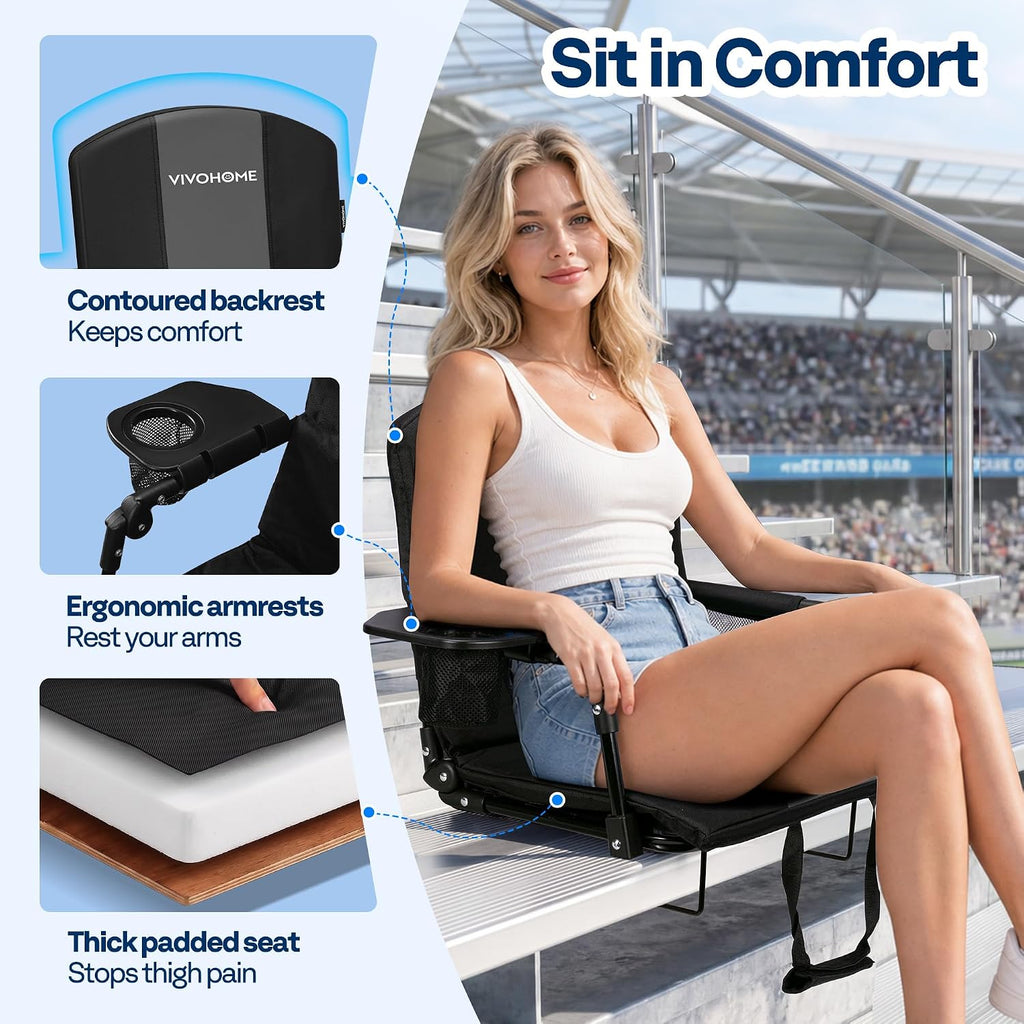 VIVOHOME Stadium Seats with Back Support, Bleacher Chairs for Sport Event