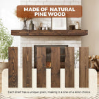 60x8x3in Rustic Fireplace Mantel Pine Wood, Weathered Brown