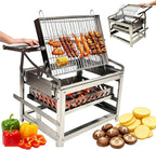 Stainless Steel Charcoal Grill Portable 360 Rotating BBQ Roaster