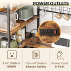 IRONCK Corner Bakers Rack with Outlet, 6-Tier Coffee Bar Cabinet 40.9"