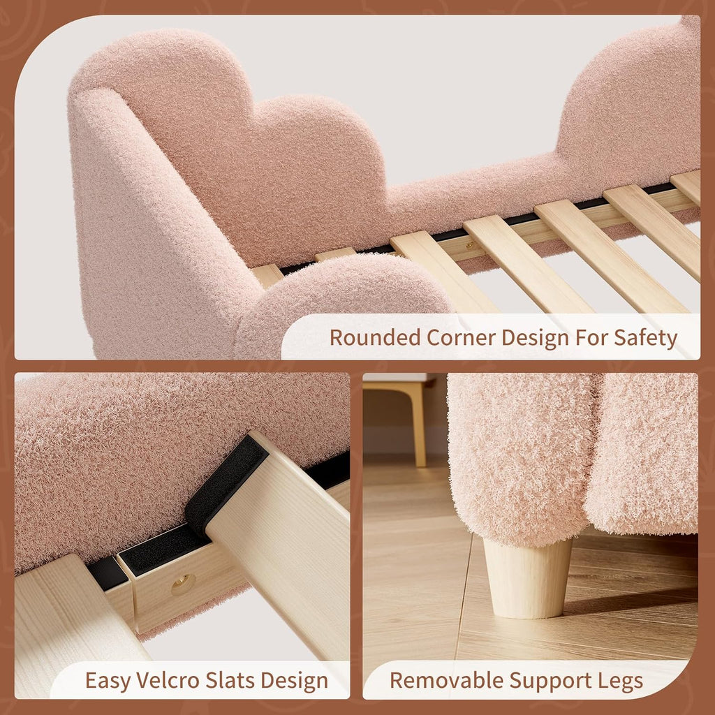DoCred Toddler Bed, Upholstered Toddler Bed for Girls&Boys