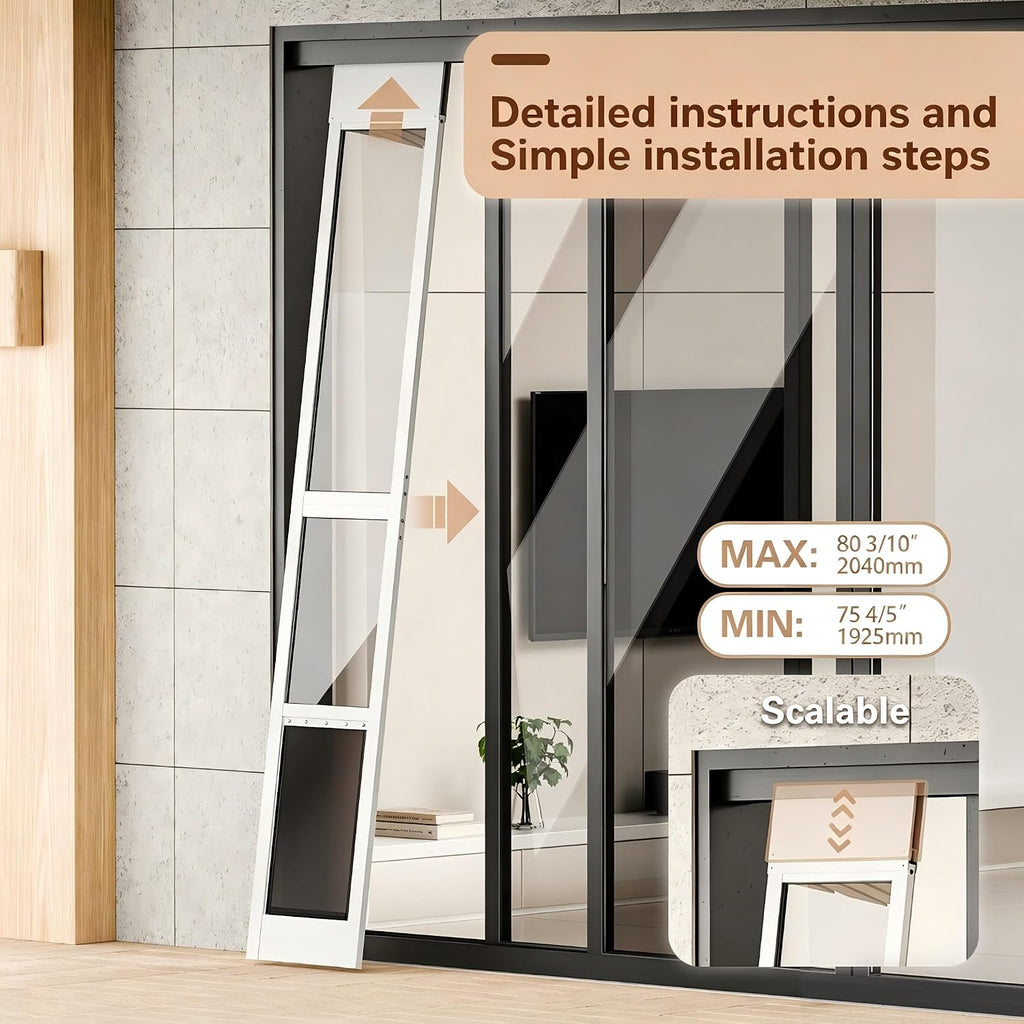 Aluminum Large Dog Door for Sliding Glass Door, White