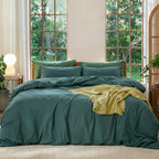 MooMee Duvet Cover Set 100% Washed Cotton Linen Like King