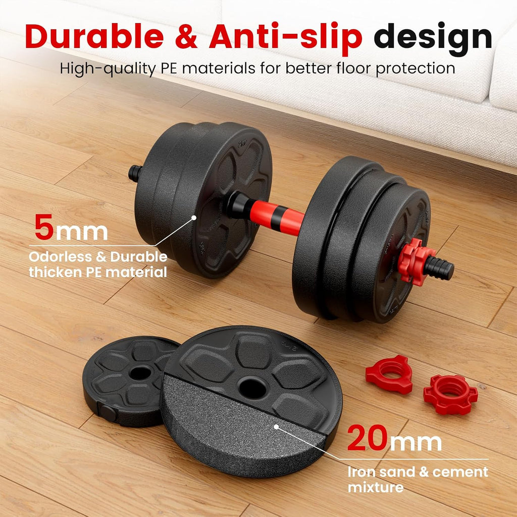 Adjustable Dumbbell Set, 20/33/45/70/90lbs Free Weight Set with Connector, 5-in-1 Dumbbell Set for Barbells, Kettlebells, Push up Stand, Weight Plate, Home Gym Suitable Men/Women