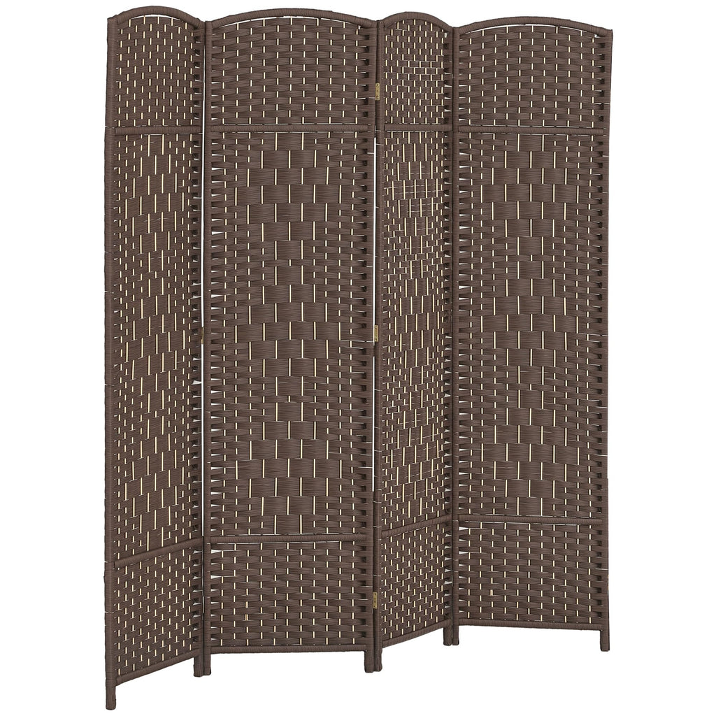 HOMCOM 3 Panel Room Divider 6 Ft Privacy Screen Hand-Woven Washed Oak