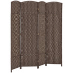 HOMCOM 3 Panel Room Divider 6 Ft Privacy Screen Hand-Woven Washed Oak