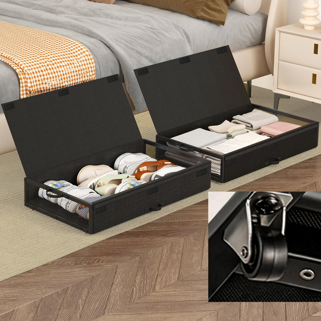 Fokyfok 2Pack Under Bed Storage Containers,16 inch Height,31 inch Long