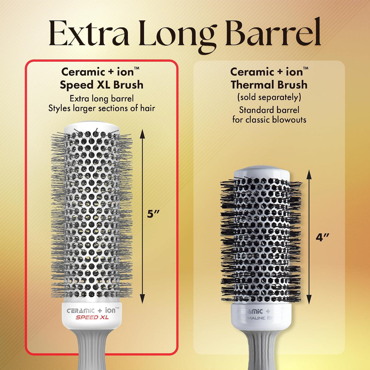 Olivia Garden Ceramic + Ion Speed XL - Extra-Long Round Thermal Hair Brush - Not Electrical - Professional Blowout Brush for Normal to Thick Hair