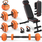 Rendpas 4-in-1 Adjustable Dumbbell Set with Foldable Bench for Home Gym