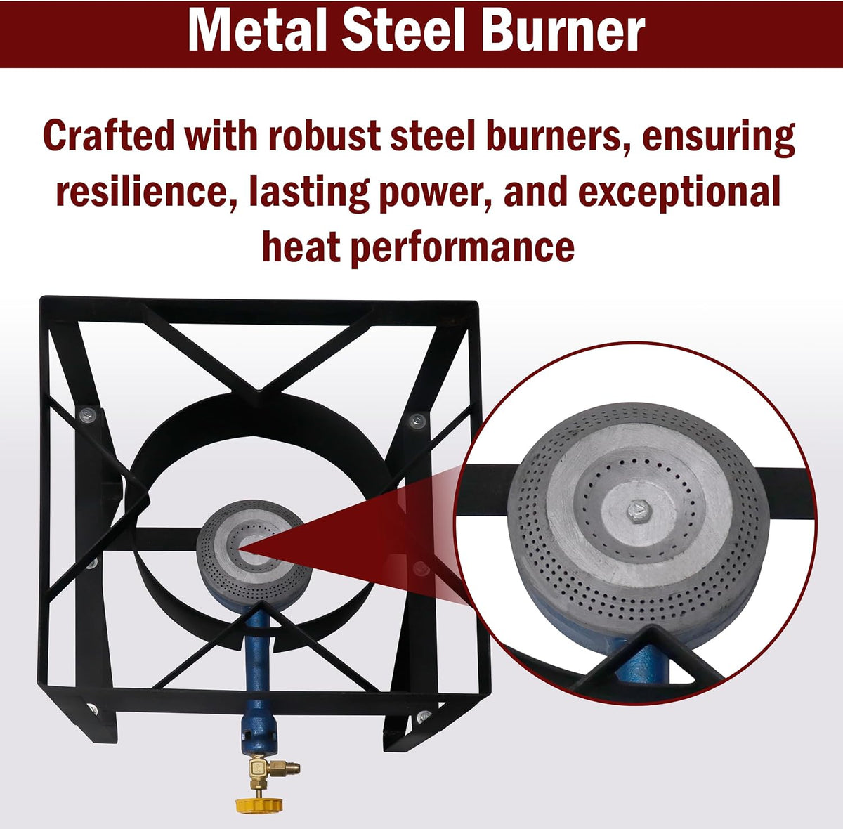 Single Burner Propane Gas Stove - Square Outdoor Propane Burner Heavy Duty - Portable Gas Stove Burner Propane Outdoor Burner - with Hose Pipe, Adjustable 0-20Psi Regulator for Home Brewing