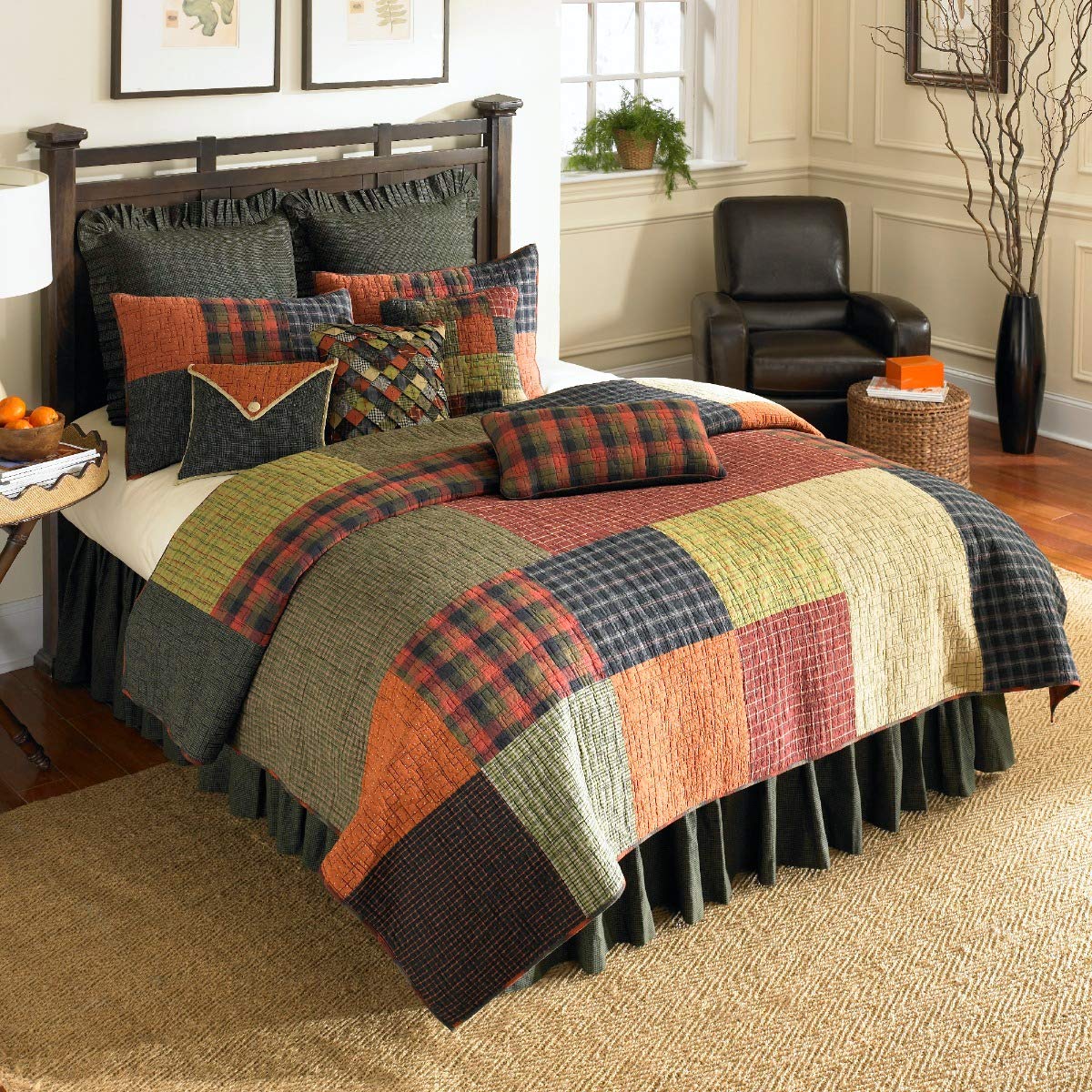 Donna Sharp Cotton Twin Quilt - Cabin Raising Pine Cone, 68" x 90"