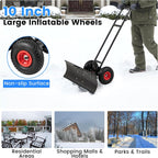 IRONMAX 36" Wide Snow Shovel for Driveway with Wheels, Black