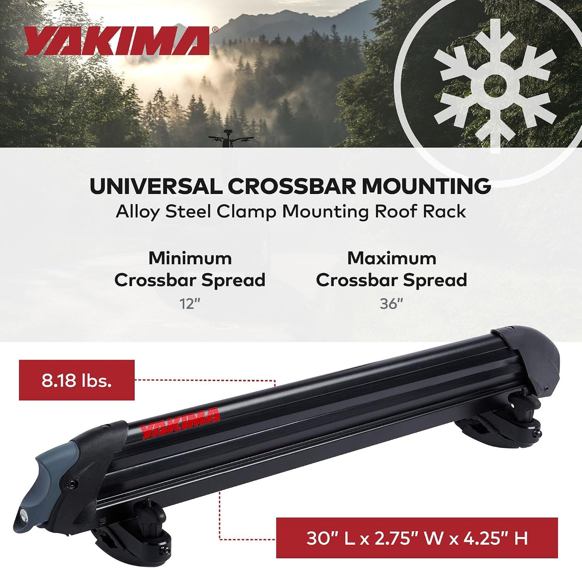 Yakima PowderHound 6 Ski & Snowboard Car Roof Rack for Crossbars