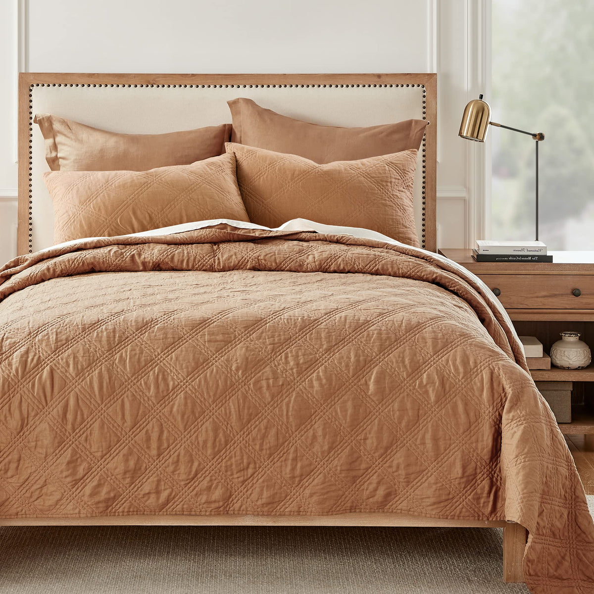 Levtex Home - 100% French Flax Linen Front/100% Cotton Back - Quilted Throw - French Flax Washed Linen - Charcoal - Throw Size (50 x 60in.)