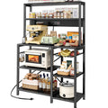 SUPERJARE Bakers Rack with Power Outlet, 35.4 Inches Coffee Bar with Basket