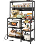 SUPERJARE Bakers Rack with Power Outlet, 35.4 Inches Coffee Bar with Basket