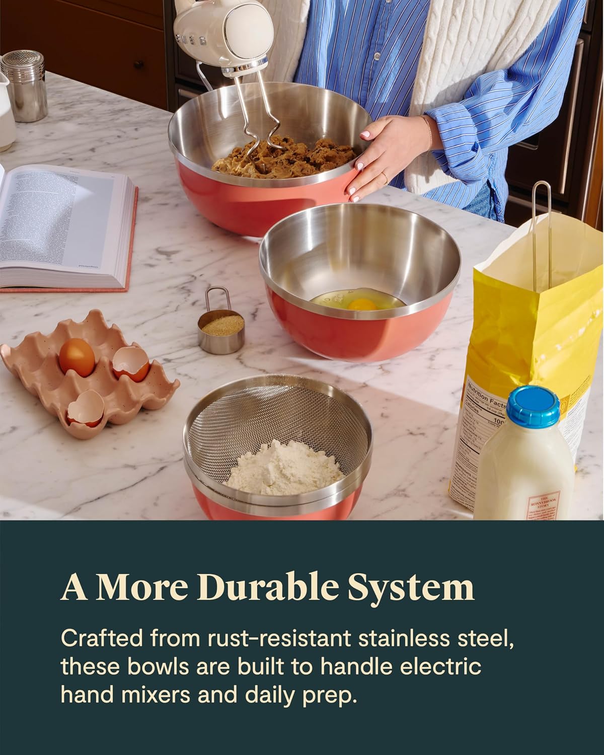 Caraway 6-Piece Stainless Steel Mixing Bowl Set with Glass Lids