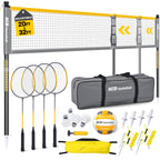 Haokelball Badminton Set with Net Rackets Shuttlecocks for Backyards Games
