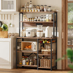 SUPERJARE Bakers Rack with Power Outlet, 35.4 Inches Coffee Bar with Basket