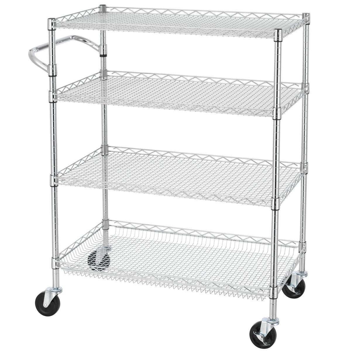 Finnhomy 3 Tier Heavy Duty Commercial Grade Utility Cart, Wire Rolling Cart with Handle Bar, Steel Service Cart with Wheels, Utility Shelf Plant Display Shelf Food Storage Trolley, NSF Listed