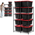 CleverMade 27 Gallon Tote Storage Rack, 10-Bin Double Tower, 500 lb, Black
