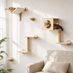 FUKUMARU Cat Wall Shelves, 5 in 1 Set, Beige