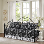 5-Piece Quilted Microfiber Daybed Cover Set with Floral Embroidery, All Season Luxurious Bedding with Matching Shams and Bed Skirt, 75"x39", Pink Flower