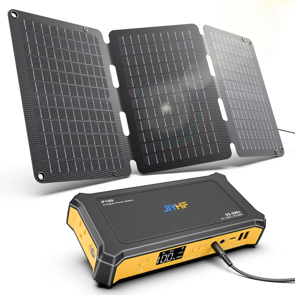 JIYHF Portable Power Station with AC Outlet - 99.9Wh Backup Battery, 100W AC & 65W USB-C PD Fast Charging Ideal for Outdoor Work
