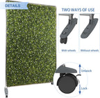 E&K H40xW40 inches Movable Privacy Hedge Fence Artificial Faux Grass Room Space Divider Boxwood Backdrops Stand Decor with Wheels