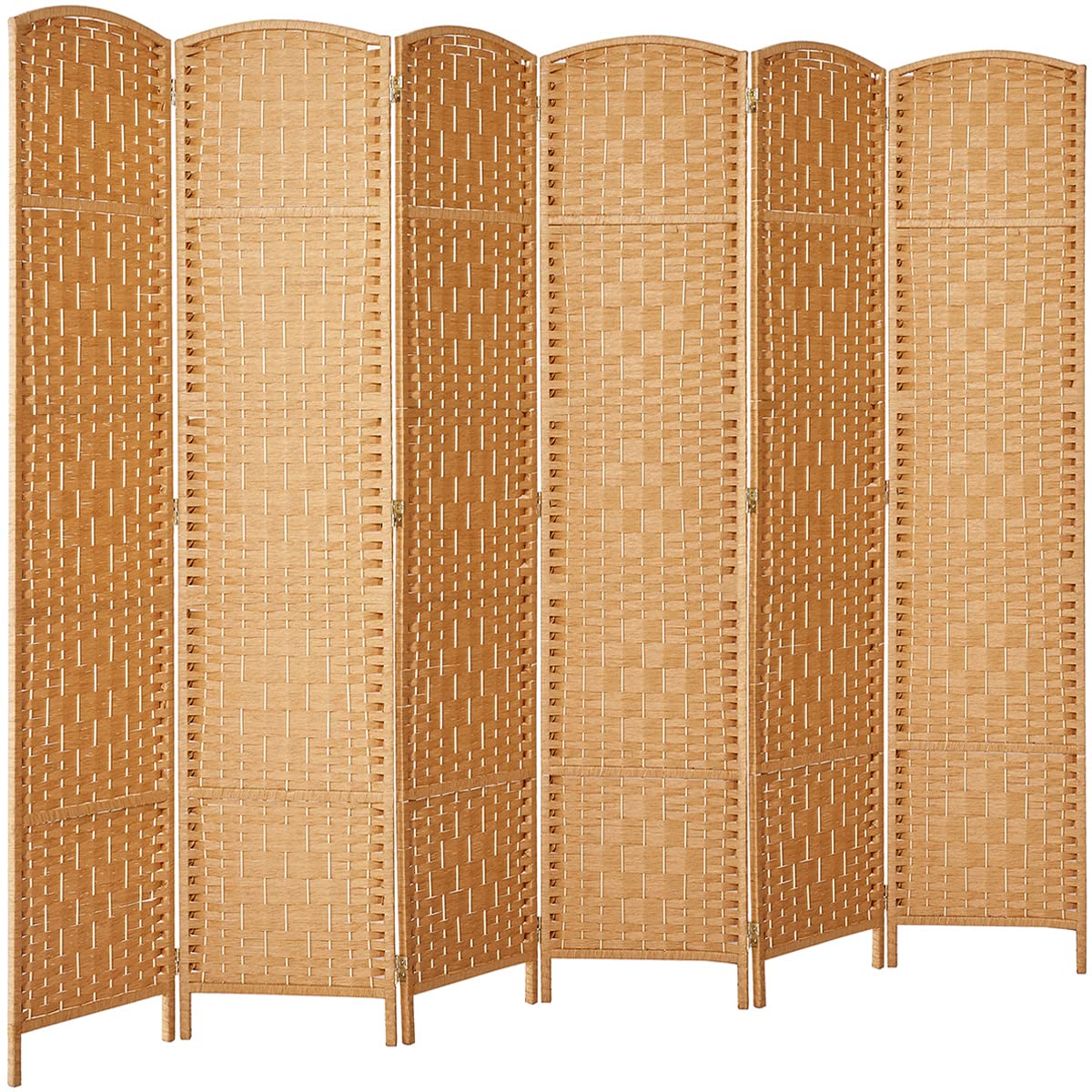 Rose Home Fashion Room Divider, 6 ft Tall Room Dividers and Folding Privacy Screens, 16in Privacy Screen 6 Panel Dark Coffee Space Temporary Wall Foldable Partition Separation