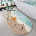 LUMI Beach Bathroom Rug Oval Soft Microfiber Absorbent Bath Mat 30x60