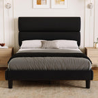 GRUSIGN King Size Platform Bed Frame with Velvet Headboard, Adjustable Height Wooden Slats Support, Upholstered Mattress Foundation, Fits Mattress or Mattress with Box Spring, Easy Assembly, Beige