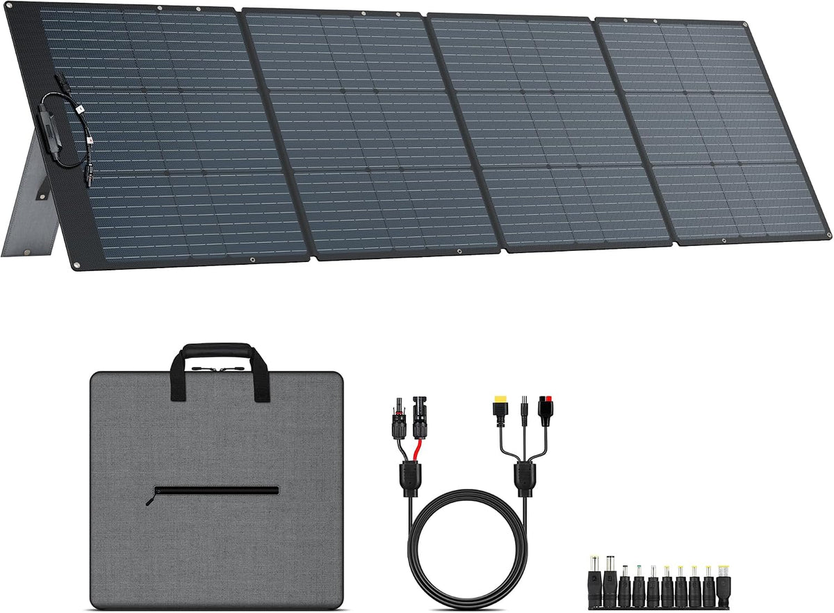 200W Portable Solar Panel for Power Station and Solar Generator, ETFE Foldable Solar Panels 23.7% High Efficiency IP68 Waterproof for Outdoor Trip RV Camping Blackout Off Grid Emergency Power