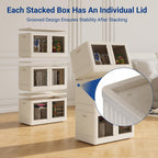 FLEXIMOUNTS 228 QT Stackable Plastic Storage Bins With Lids, Milky White